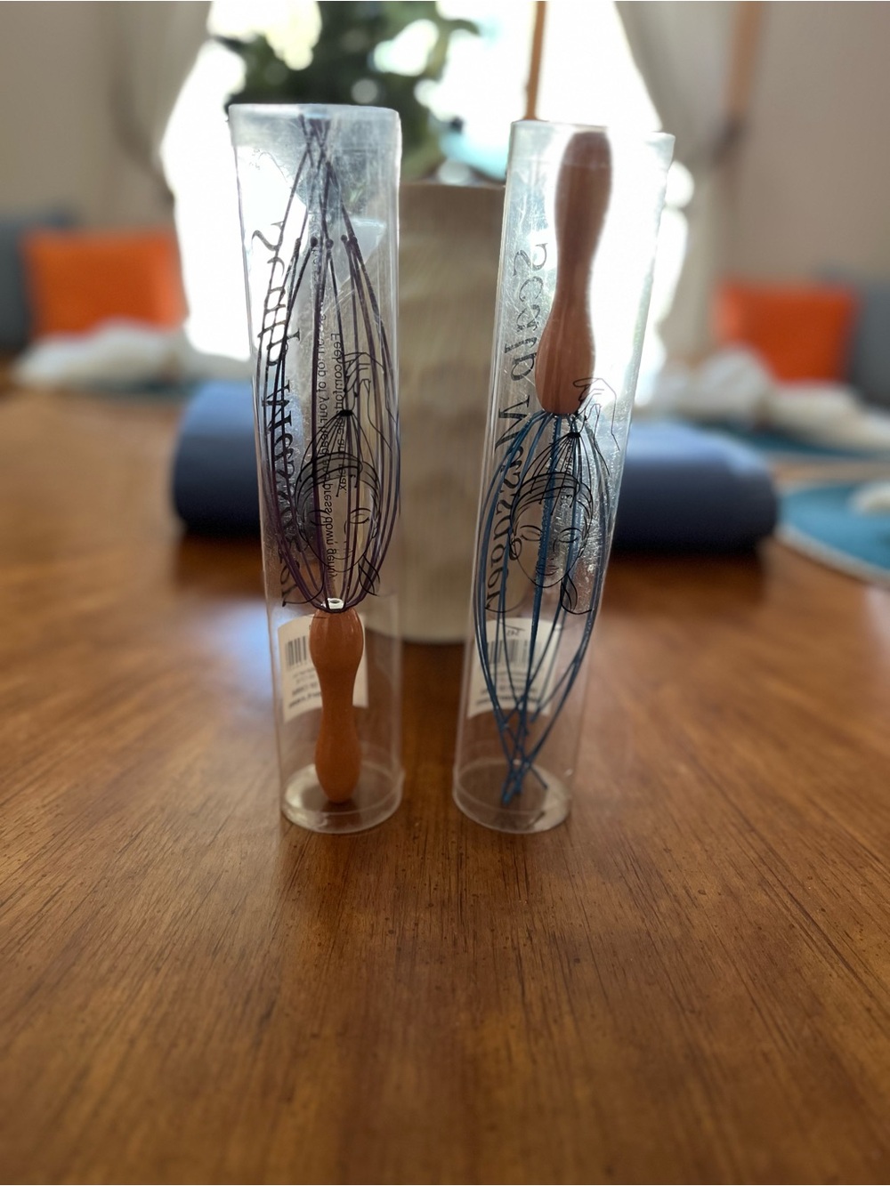 2-Pack Scalp Head Massagers Wooden Handle Wire Stress Relaxation Tools New